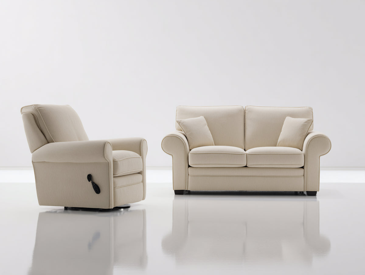 Relaxsofa Sets 2-teilig Stoff gepolstert 158x88x94 cm und 92x88x98 cm - Beige - manuelle Relaxfunktion