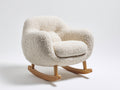 Schaukelstühle Bouclé Stoff 88x92x84 cm - Creme-Naturholz - Modern mit Holzkufen