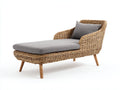 Sonnenliege Geflecht 190x68x76 cm - natur grau - mit Armlehnen für Terrasse