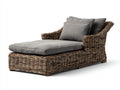 Sonnenliege aus Rattangeflecht 185 x 82 x 88 cm - Naturbraun und Grau - gepolsterte Relaxliege