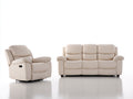 Relaxsofa Sets aus Kunstleder 208 x 96 x 102 cm - Cremeweiß - Dreisitzer mit Relaxsessel