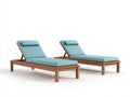 Sonnenliege Holz 200x70x85 cm - Naturholz-Türkis - 2er Set mit verstellbarer Rückenlehne