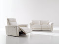 Relaxsofa Sets Kunstleder 2 Sitzer Sofa 175x92x96 cm und Relaxsessel 160x94x100 cm - Elfenbein - Modern mit Relaxfunktion