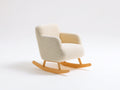 Schaukelstühle Bouclé Stoff 74x95x86 cm - Creme-Naturholz - Modern mit Holzkufen