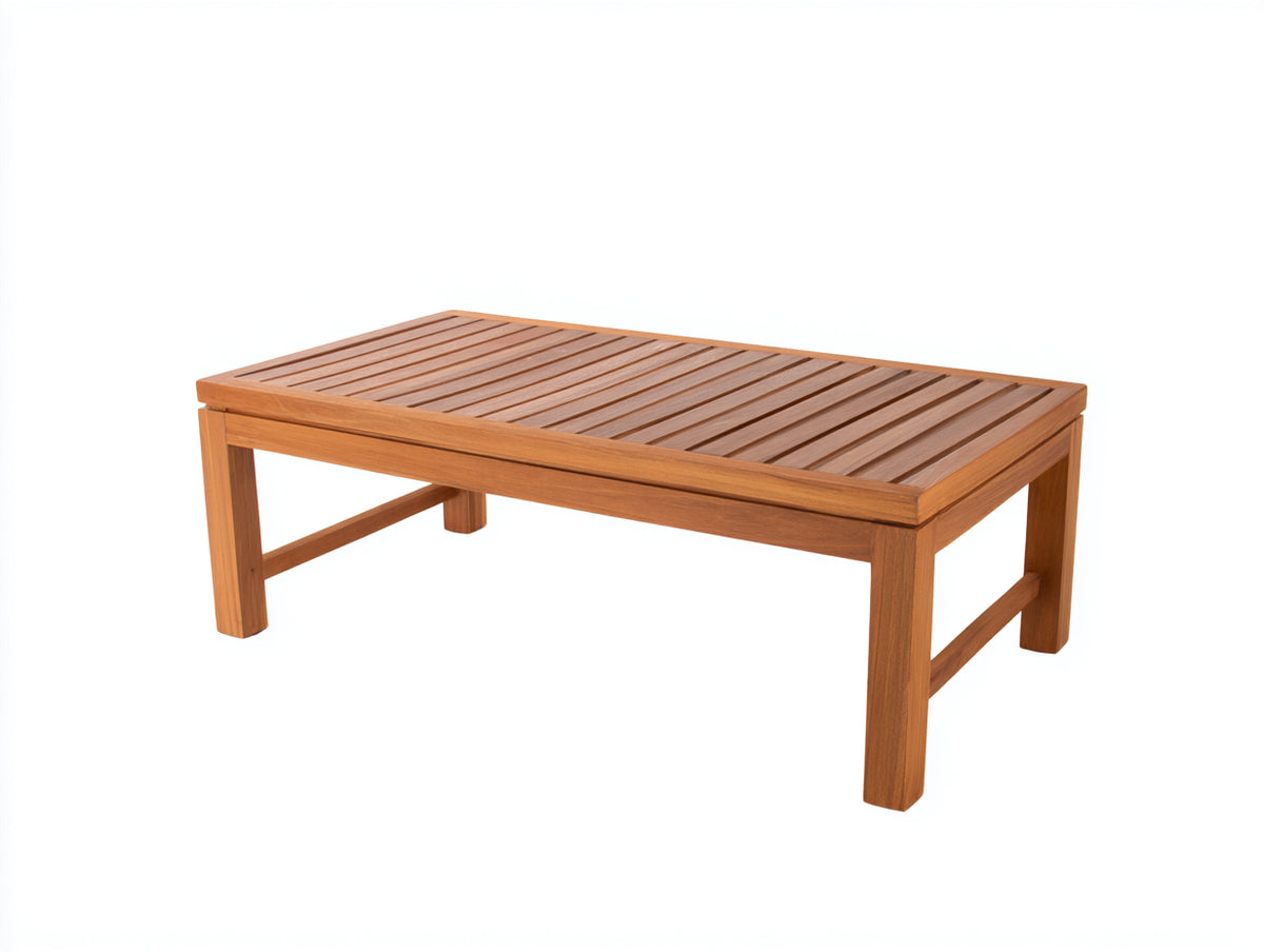 Gartentisch Holz 120x60x42 cm - Naturholz - Rechteckig mit Lattenplatte