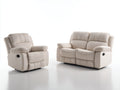 Relaxsofa Sets Stoff 2 Sitzer Sofa 160x92x101 cm und Relaxsessel 98x92x101 cm - Beige - Klassisch mit Relaxfunktion