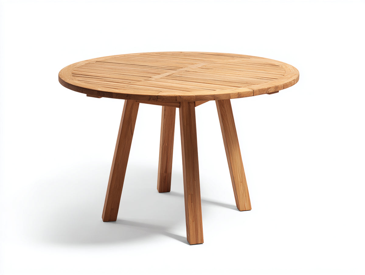 Gartentisch Holz 120x120x75 cm Naturbraun Garten Terrasse Rund Modernes Latten Design