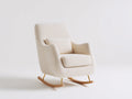 Schaukelstühle Teddystoff 78x94x101 cm - Cremeweiß Holzfarben Gold - Moderner Loungestil mit Wippfunktion