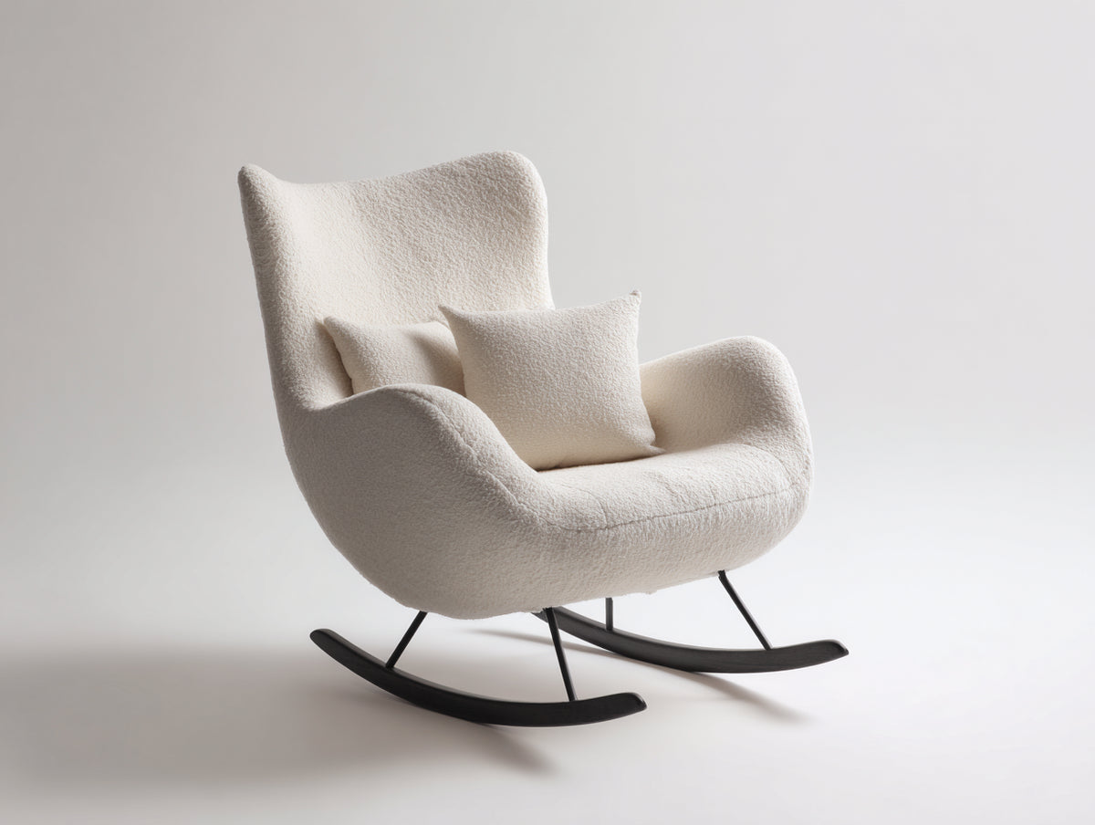 Schaukelstühle Teddy Stoff 82x90x105 cm Creme Wohnzimmer Entspannungsstuhl Modernes Design