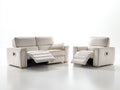 Relaxsofa Sets Lederoptik 170x96x98 cm und 100x96x98 cm - Cremeweiß Braun - Modernes Design mit Relaxfunktion