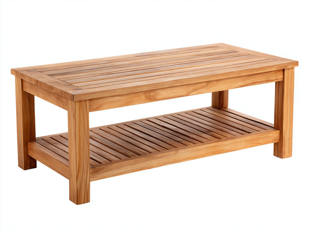 Gartentisch Holz 120x60x45 cm Naturbraun Garten Terrasse Rechteckig mit Ablagefläche