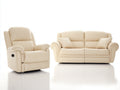Relaxsofa Sets Kunstleder 3 Sitzer Sofa 205x92x100 cm und Relaxsessel 96x92x102 cm - Creme - Klassisch mit Relaxfunktion