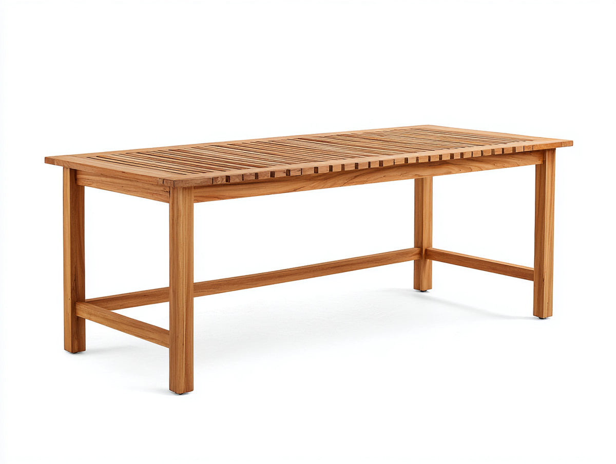 Gartentisch aus Holz 200 x 90 x 75 cm - Naturholz - rechteckige Lamellenplatte